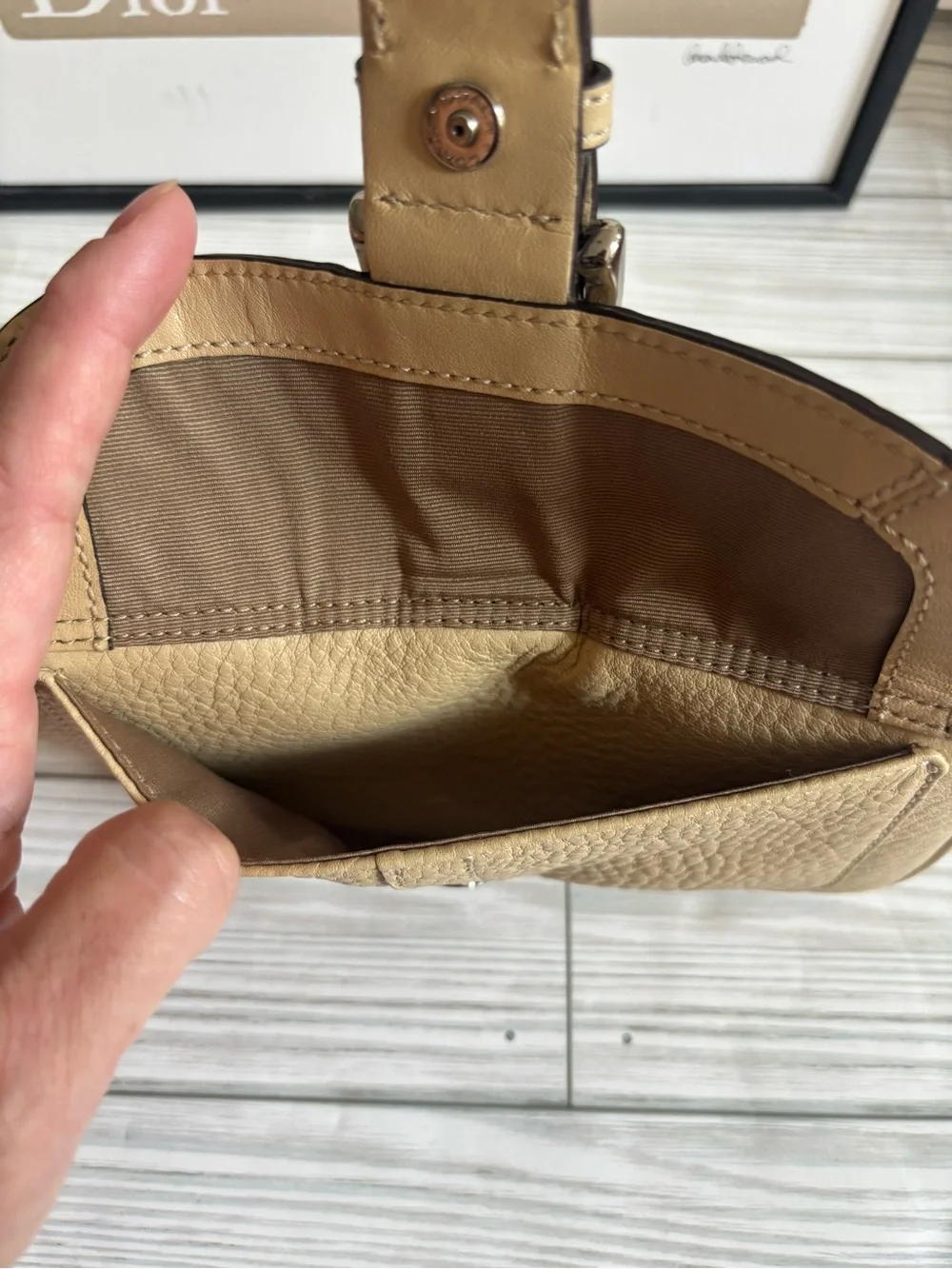 Coach Vintage Y2K Beige SoHo Buckle Pebbled Leather Wristlet
